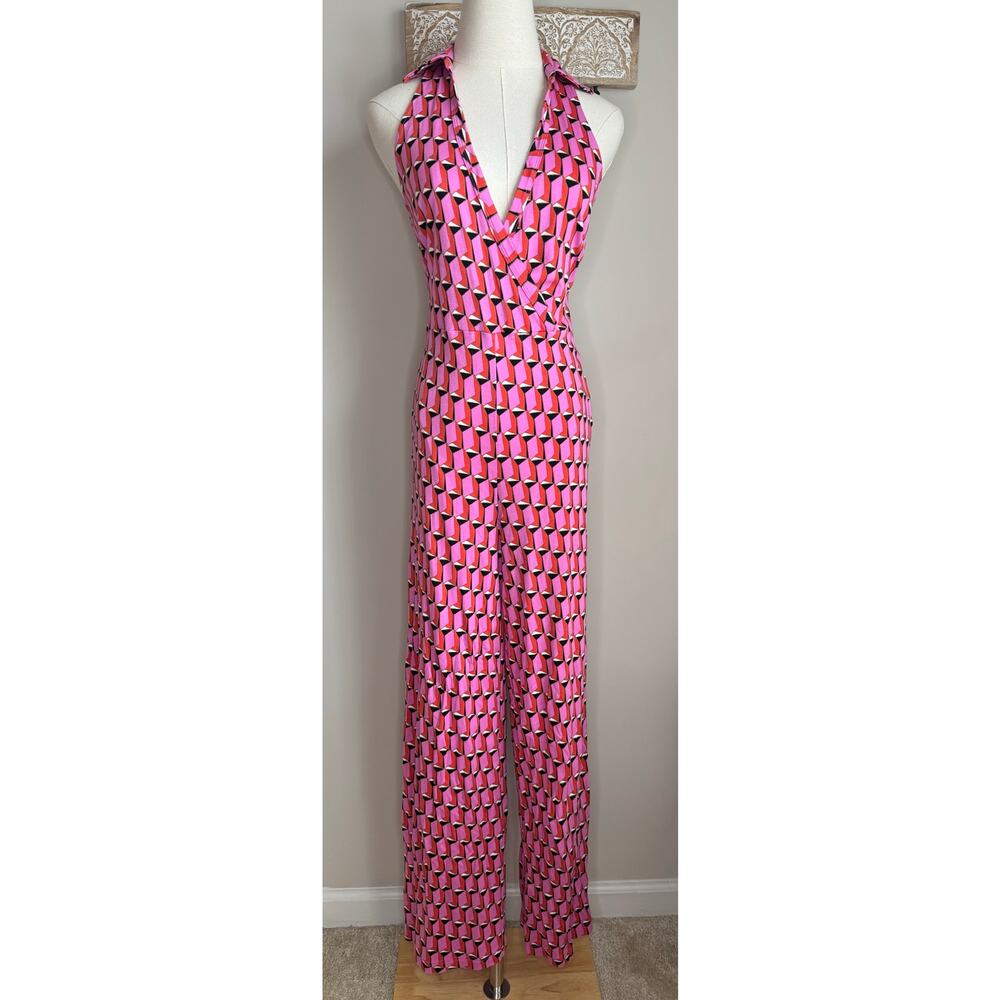 Diane Von Furstenberg for Target Sleeveless Pink Modern Geometric Jumpsuit sz S